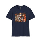 Halloween Pumpkin Crew T-Shirt — Leopard & Buffalo Plaid Spooky Friends