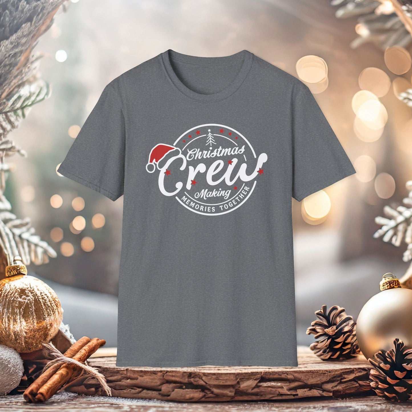 Christmas Crew Unisex T-Shirt | Making Memories Together and Santa Hat Design