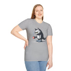 Cat Coffee T-Shirt — Grumpy Cat Holding Mug Illustration
