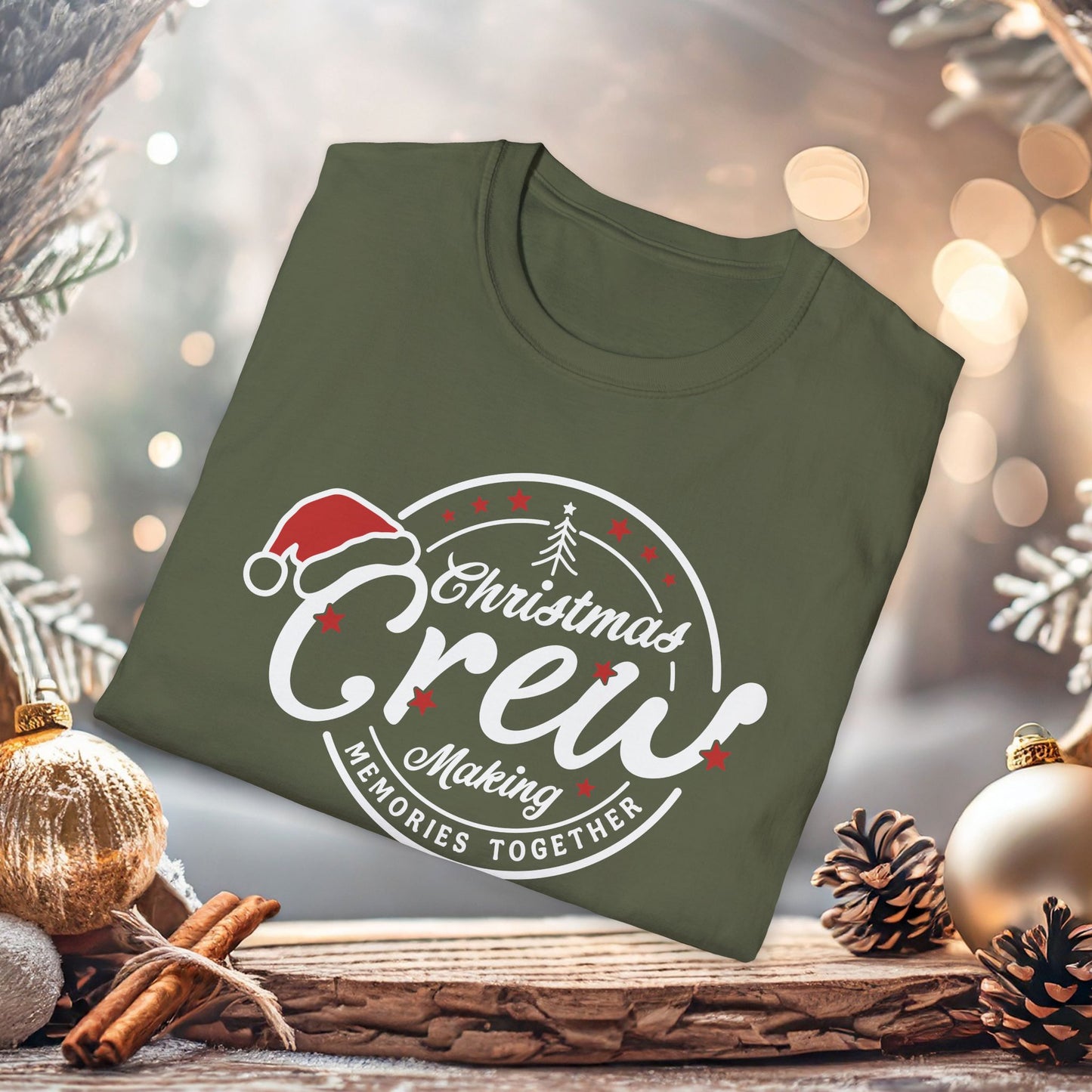 Christmas Crew Unisex T-Shirt | Making Memories Together and Santa Hat Design