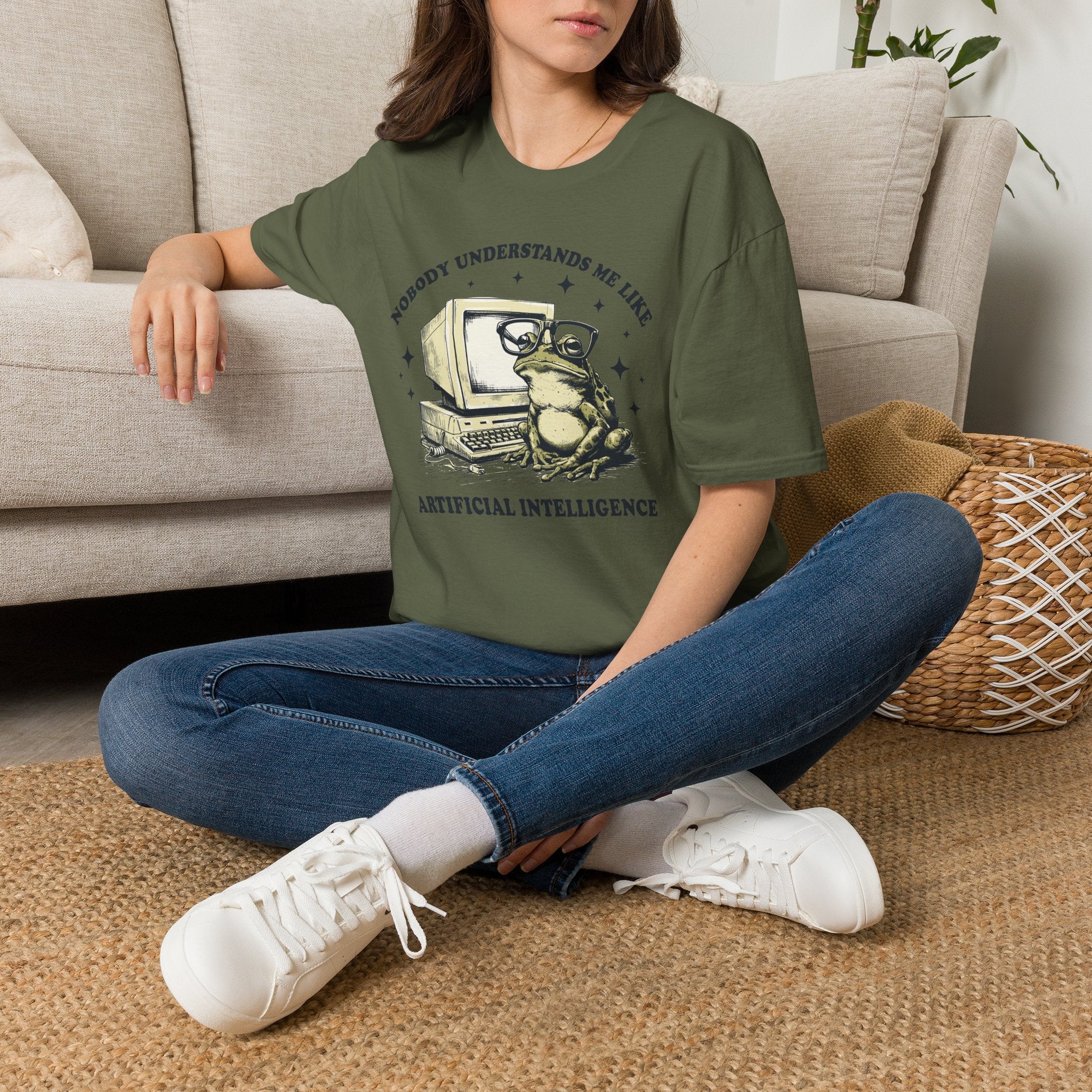 T-Shirt — 'Nobody Understands Me Like Artificial Intelligence' Retro Frog Graphic Tee