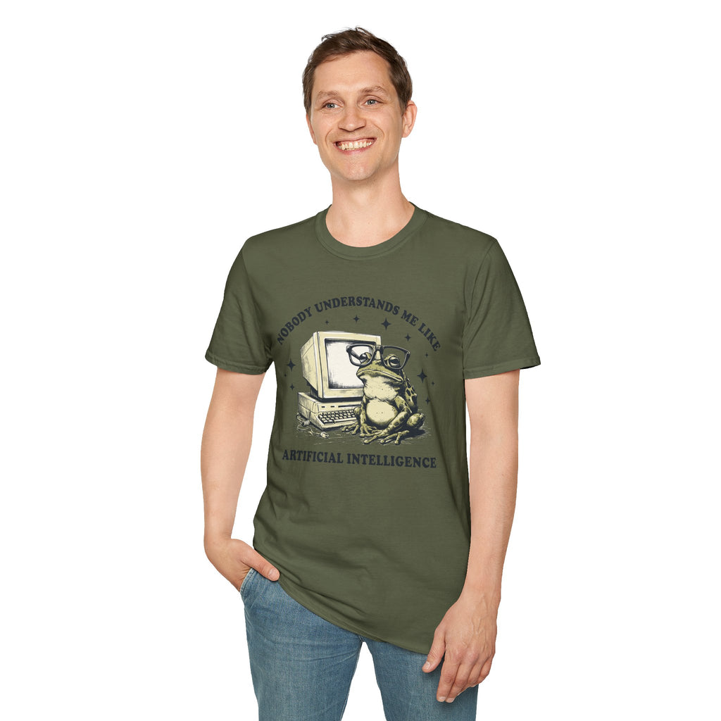 T-Shirt — 'Nobody Understands Me Like Artificial Intelligence' Retro Frog Graphic Tee