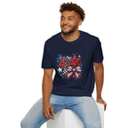4th of July Patriotic T-Shirt – Red White Blue Stars & Bow Design