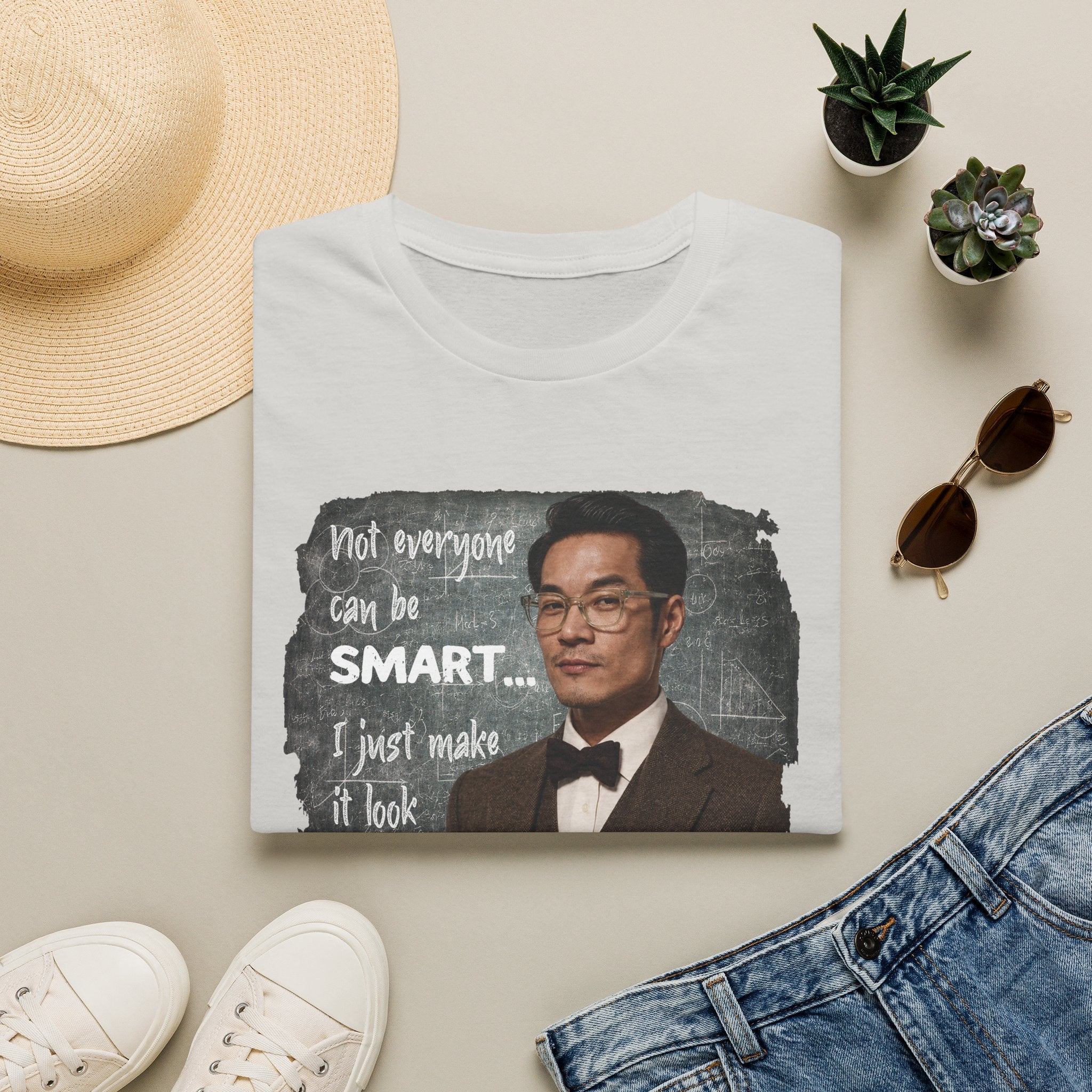 Funny 'Not Everyone Can Be Smart... I Just Make It Look Easy' T-Shirt — Asian Man Version
