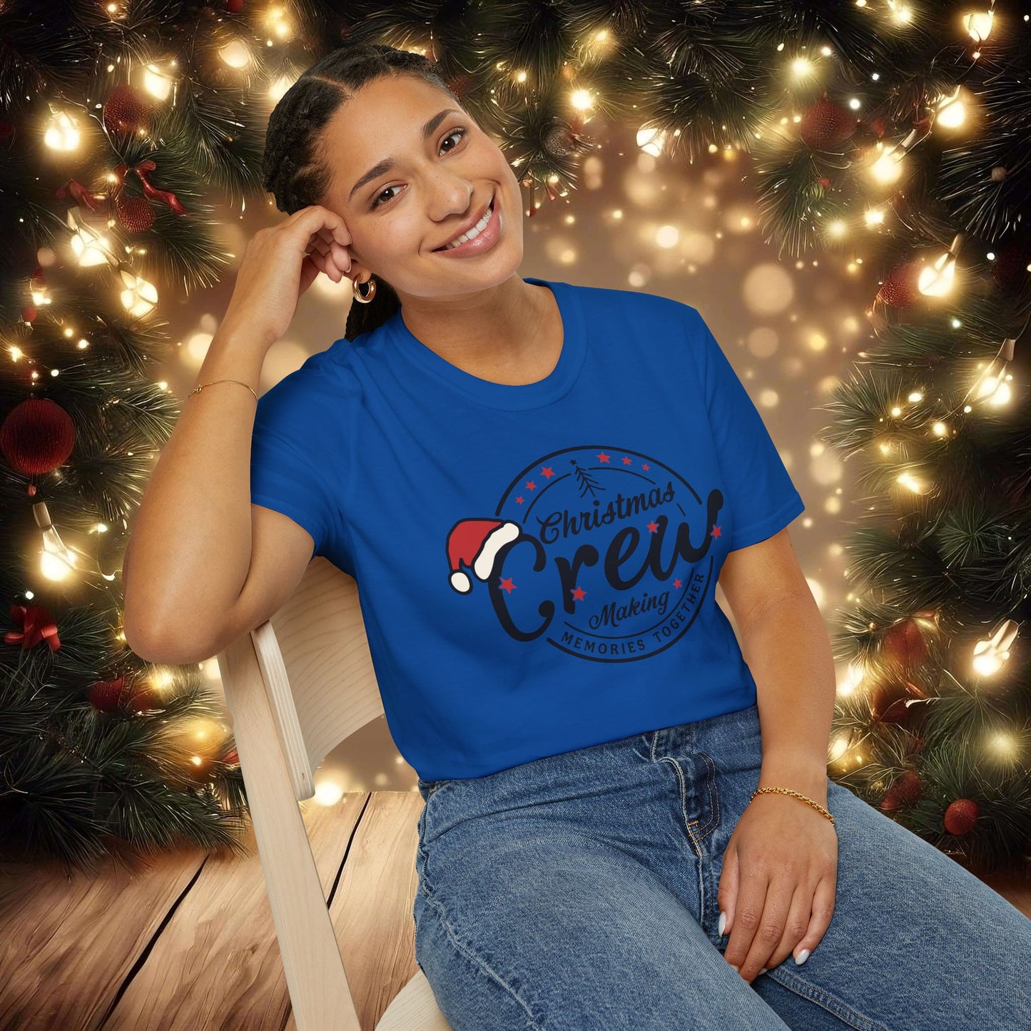 Christmas Crew Unisex T-Shirt | Making Memories Together and Santa Hat Design (Black Text)