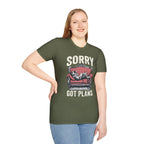 Sorry, Got Plans T‑Shirt — Cat on Couch Funny Lazy Day Tee