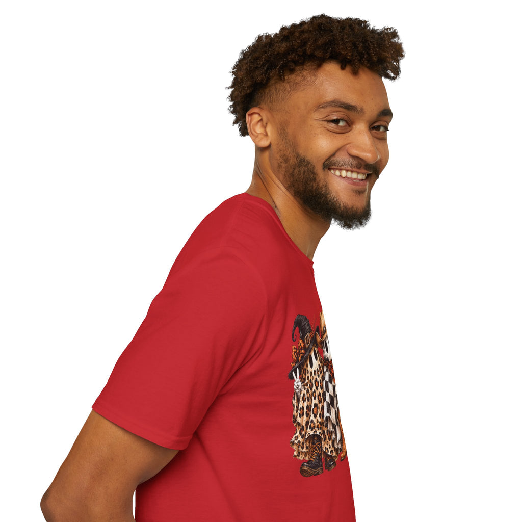 Halloween Pumpkin Crew T-Shirt — Leopard & Buffalo Plaid Spooky Friends