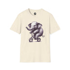 Cute Elephant on Bicycle T-Shirt — Whimsical Vintage Baby Elephant Graphic Tee