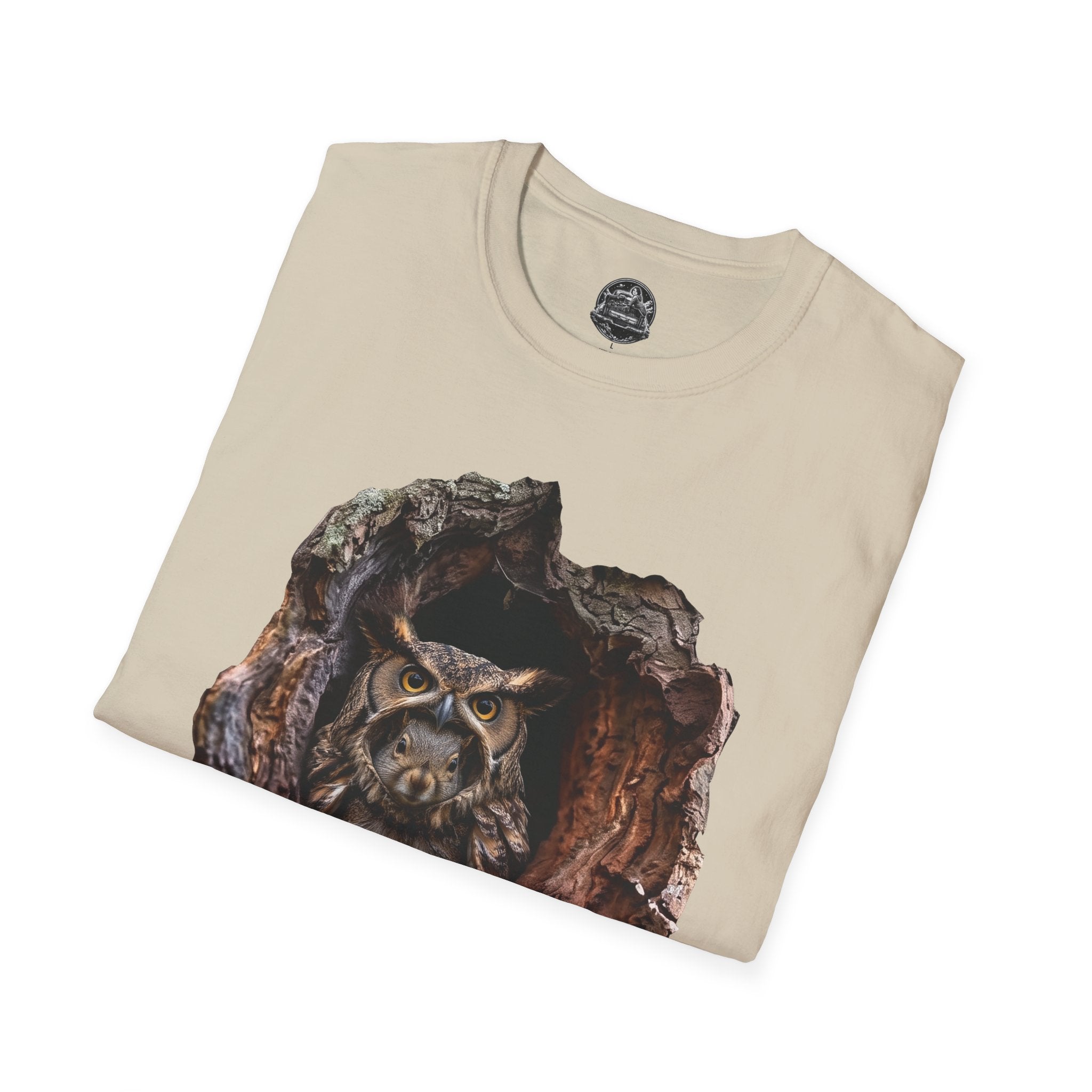 Squirrel in Owl Disguise T-Shirt — "Prey Wearing Its Predator"