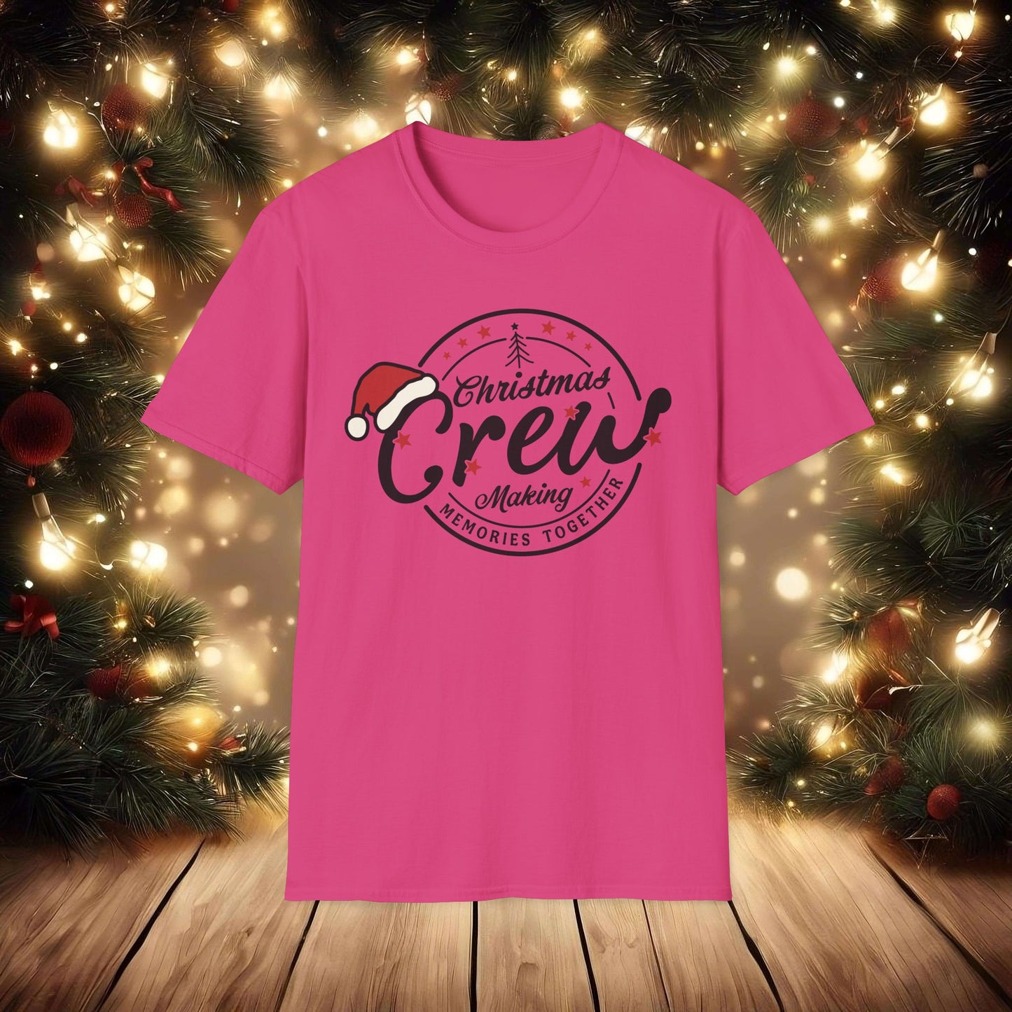 Christmas Crew Unisex T-Shirt | Making Memories Together and Santa Hat Design (Black Text)