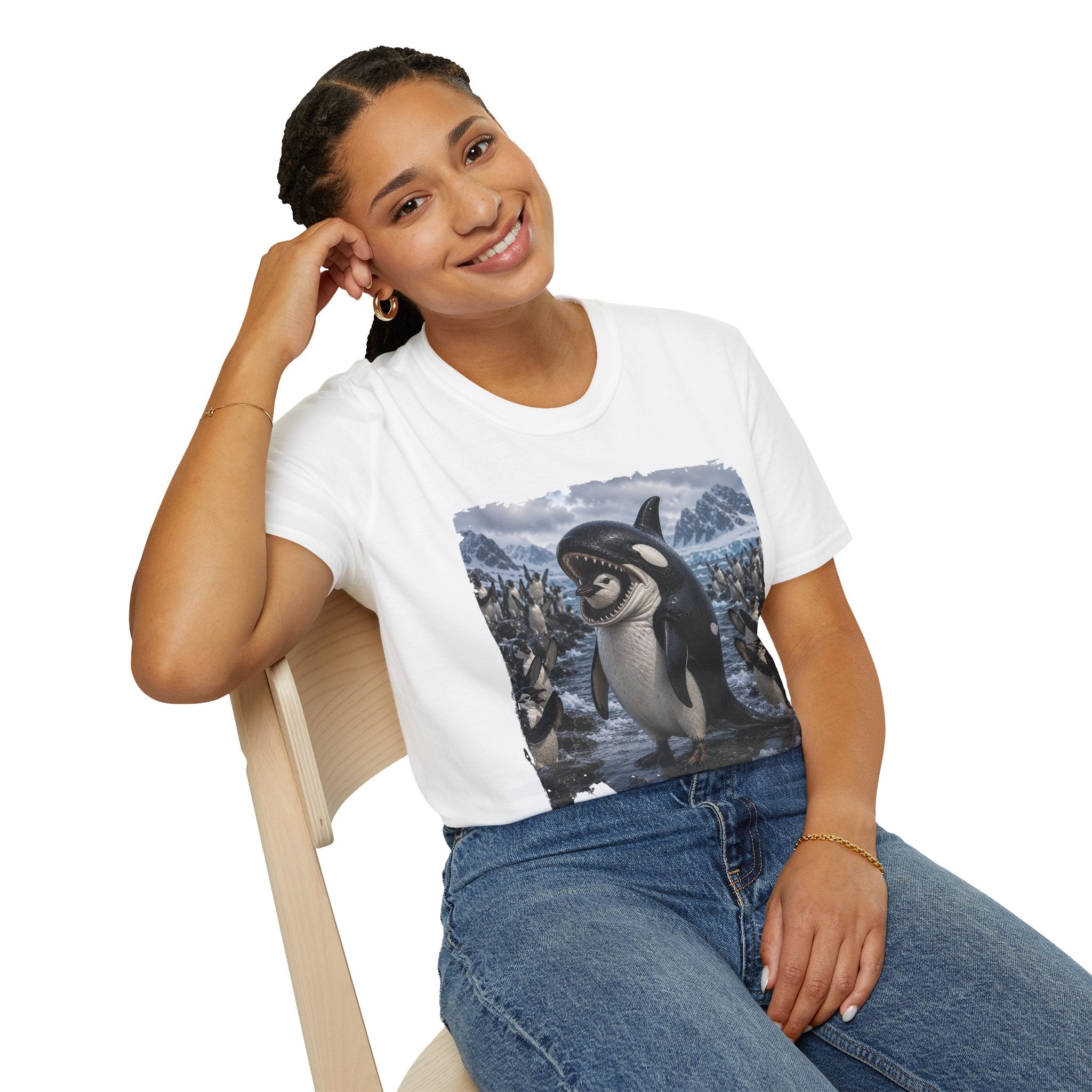 Orca & Penguin Graphic T‑Shirt — Cute Antarctic Wildlife Tee