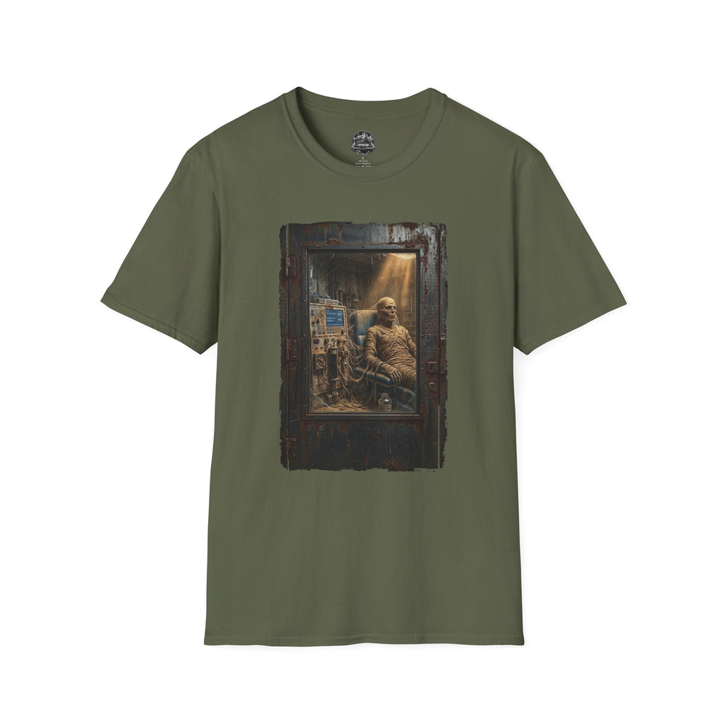 Horror Mummy Room Graphic T‑Shirt — Vintage Creepy Museum Scene Tee