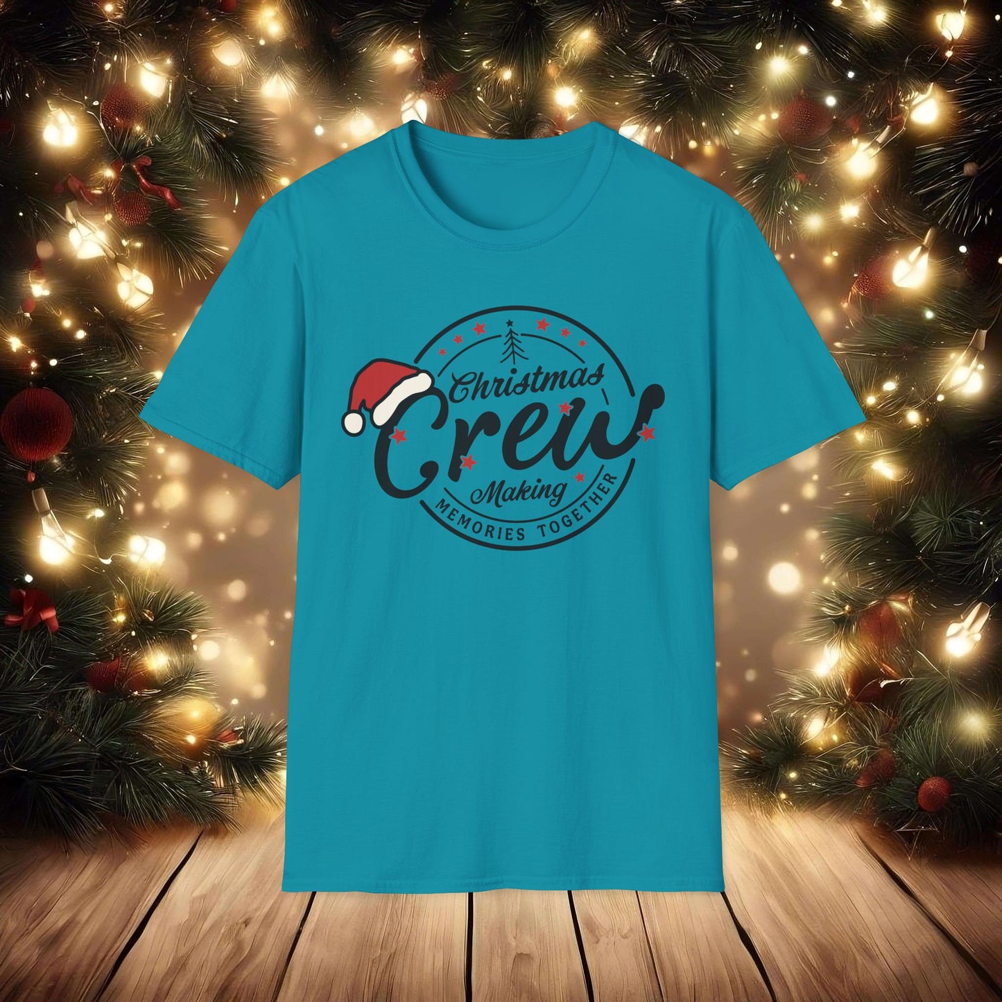 Christmas Crew Unisex T-Shirt | Making Memories Together and Santa Hat Design (Black Text)