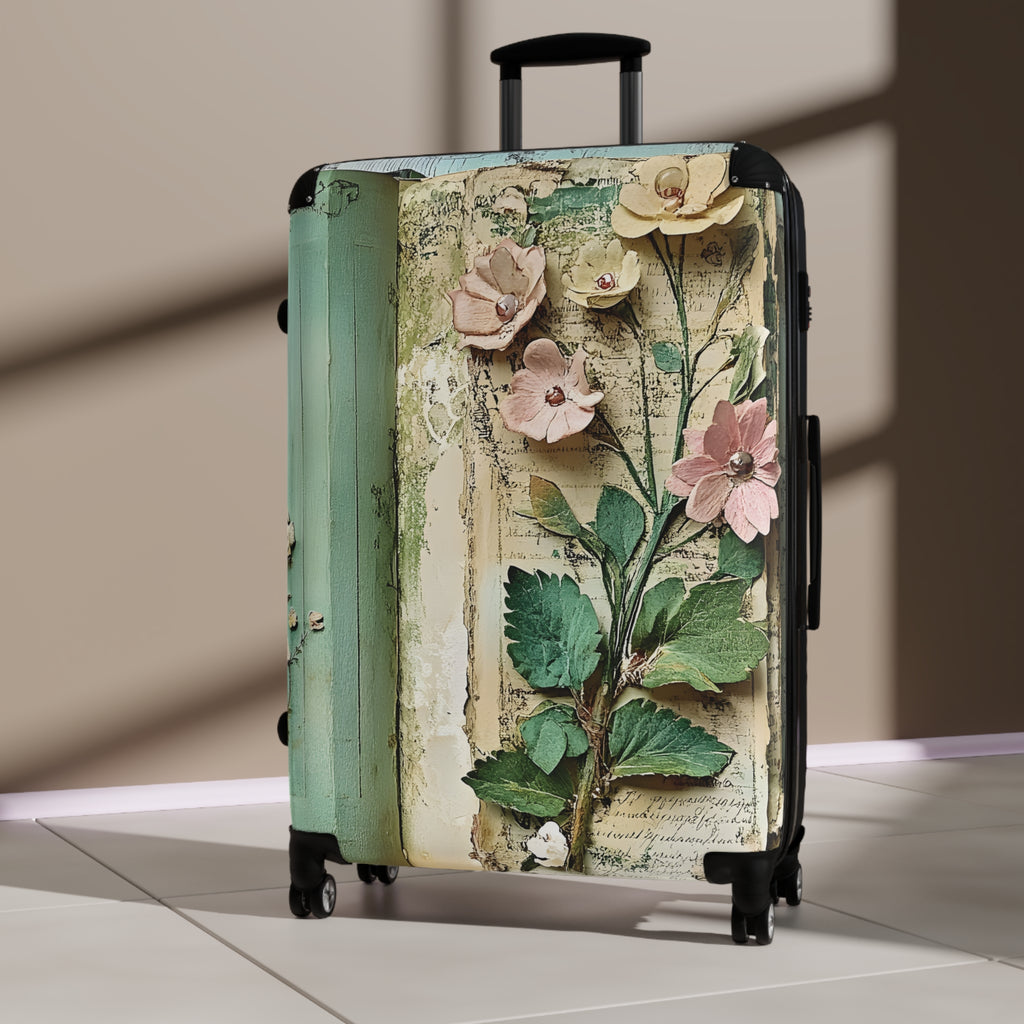Floral Blue Bloom Suitcase – Luggage Cover with Large 3D Flower Design