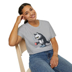 Cat Coffee T-Shirt — Grumpy Cat Holding Mug Illustration