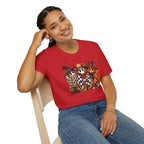 Halloween Pumpkin Crew T-Shirt — Leopard & Buffalo Plaid Spooky Friends
