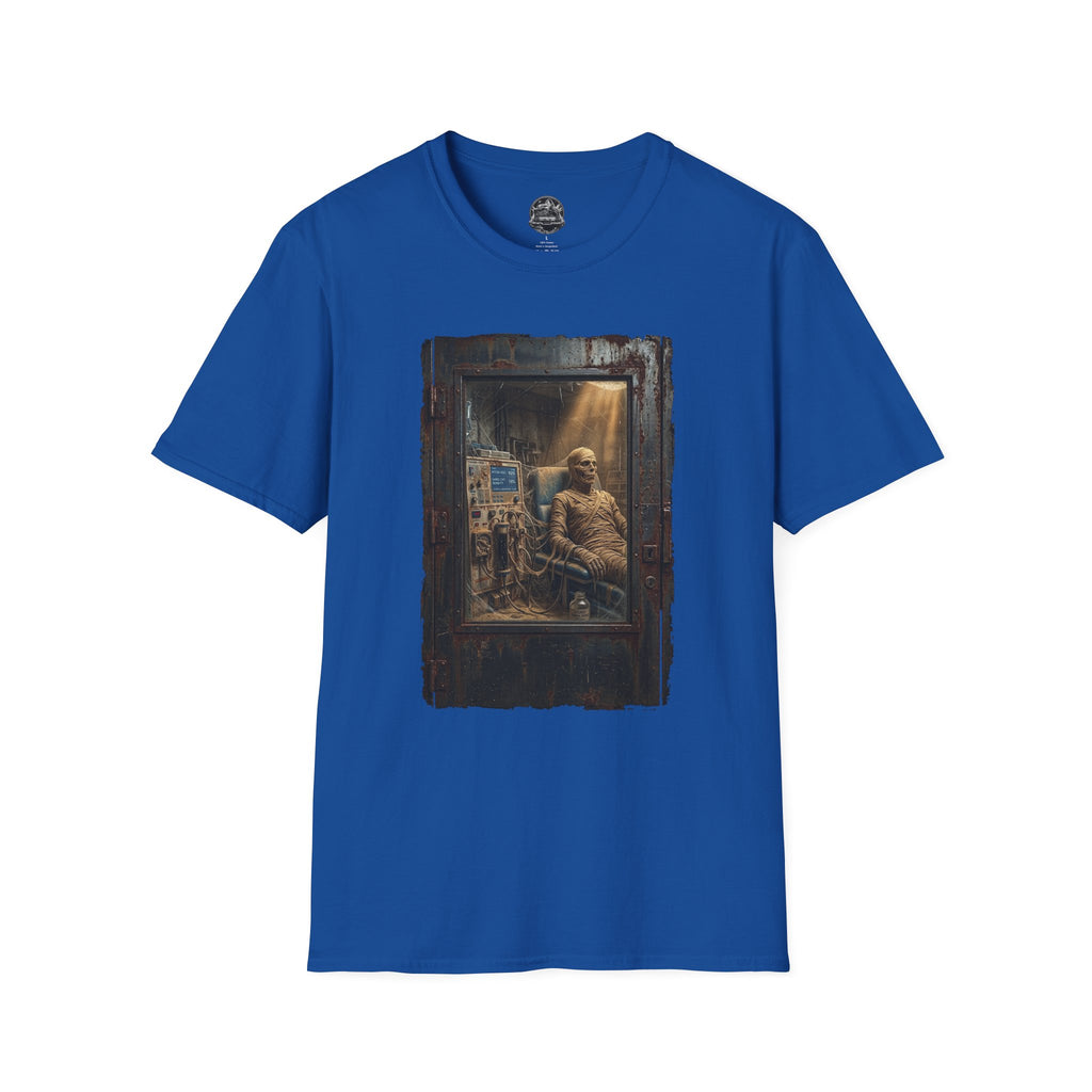 Horror Mummy Room Graphic T‑Shirt — Vintage Creepy Museum Scene Tee