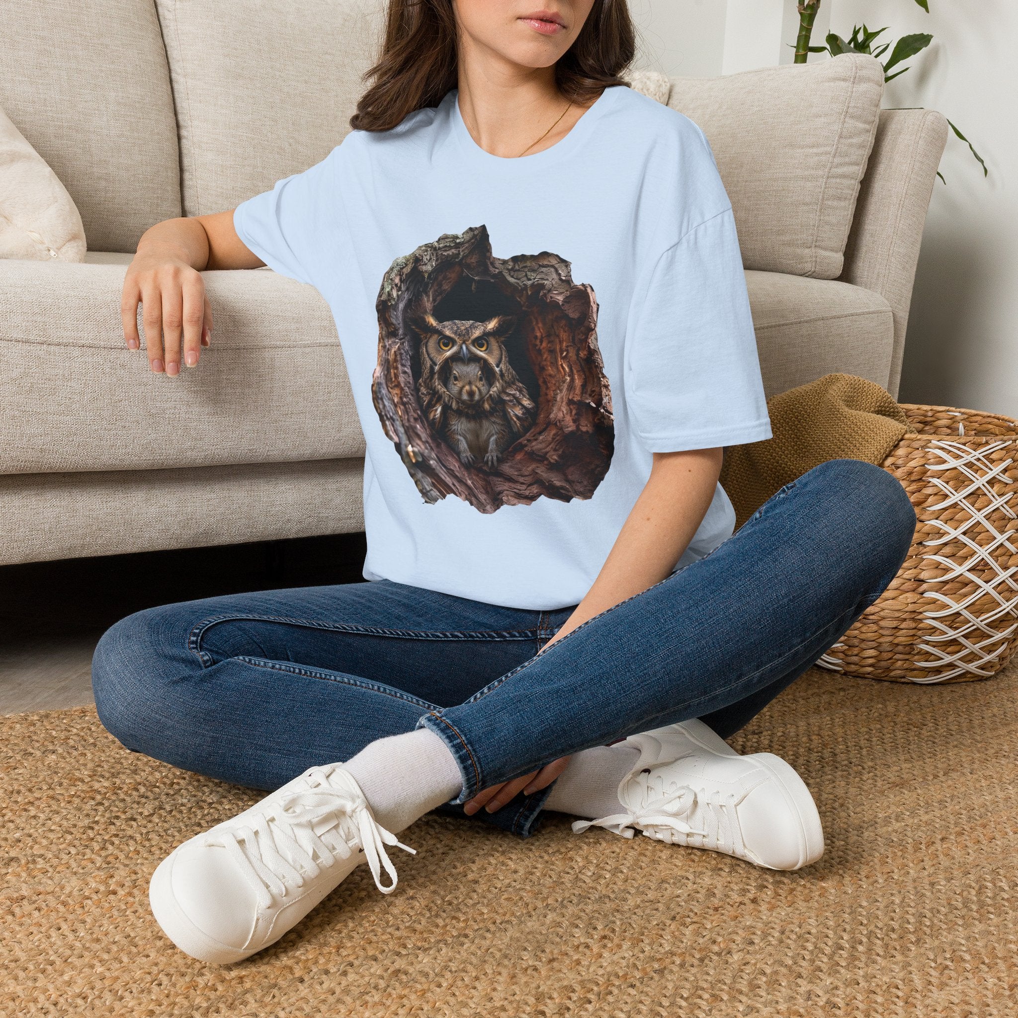Squirrel in Owl Disguise T-Shirt — "Prey Wearing Its Predator"