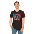 Bigfoot & Alien Patriotic T-Shirt — Distressed Flag Cryptid Design