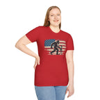 Bigfoot & Alien Patriotic T-Shirt — Distressed Flag Cryptid Design