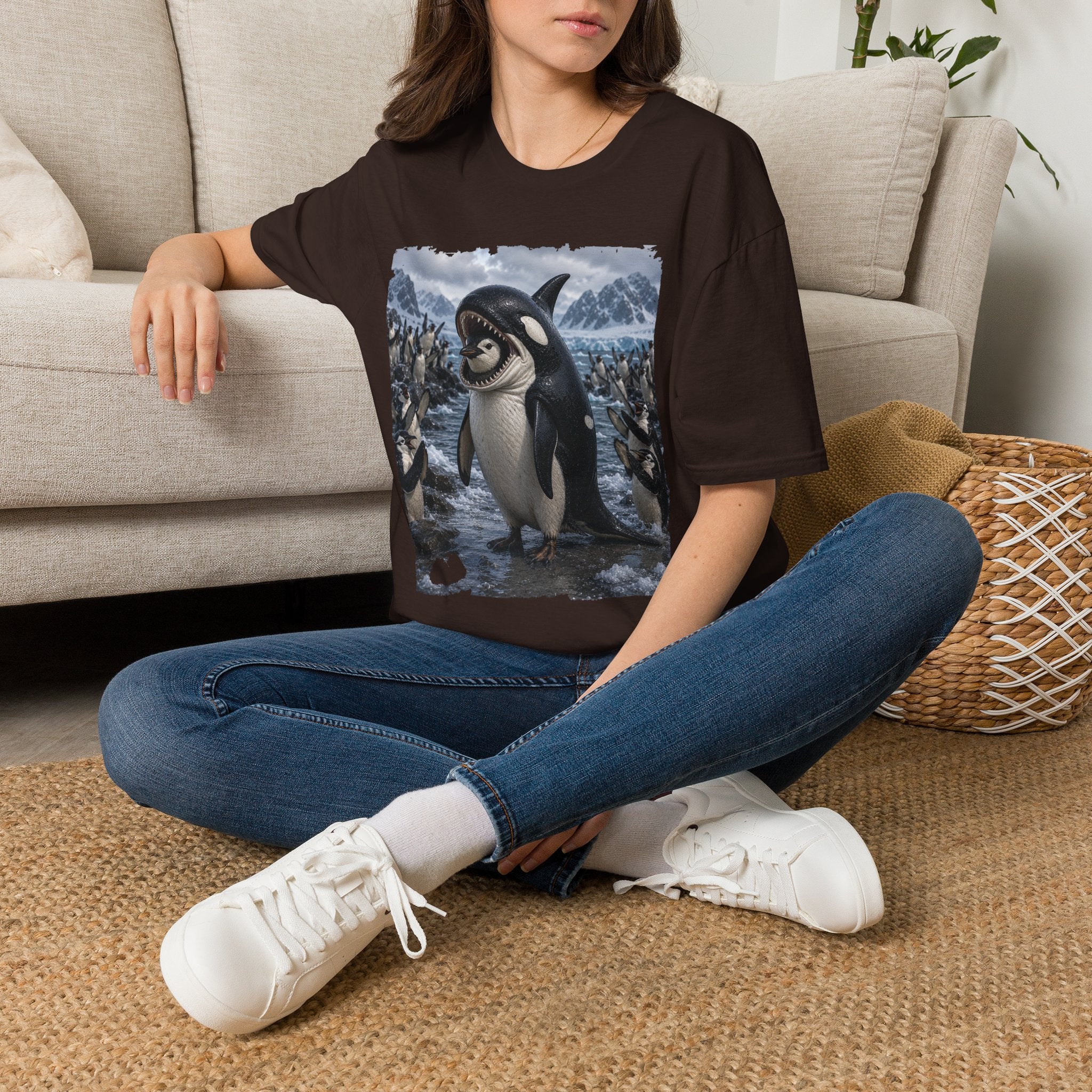 Orca & Penguin Graphic T‑Shirt — Cute Antarctic Wildlife Tee