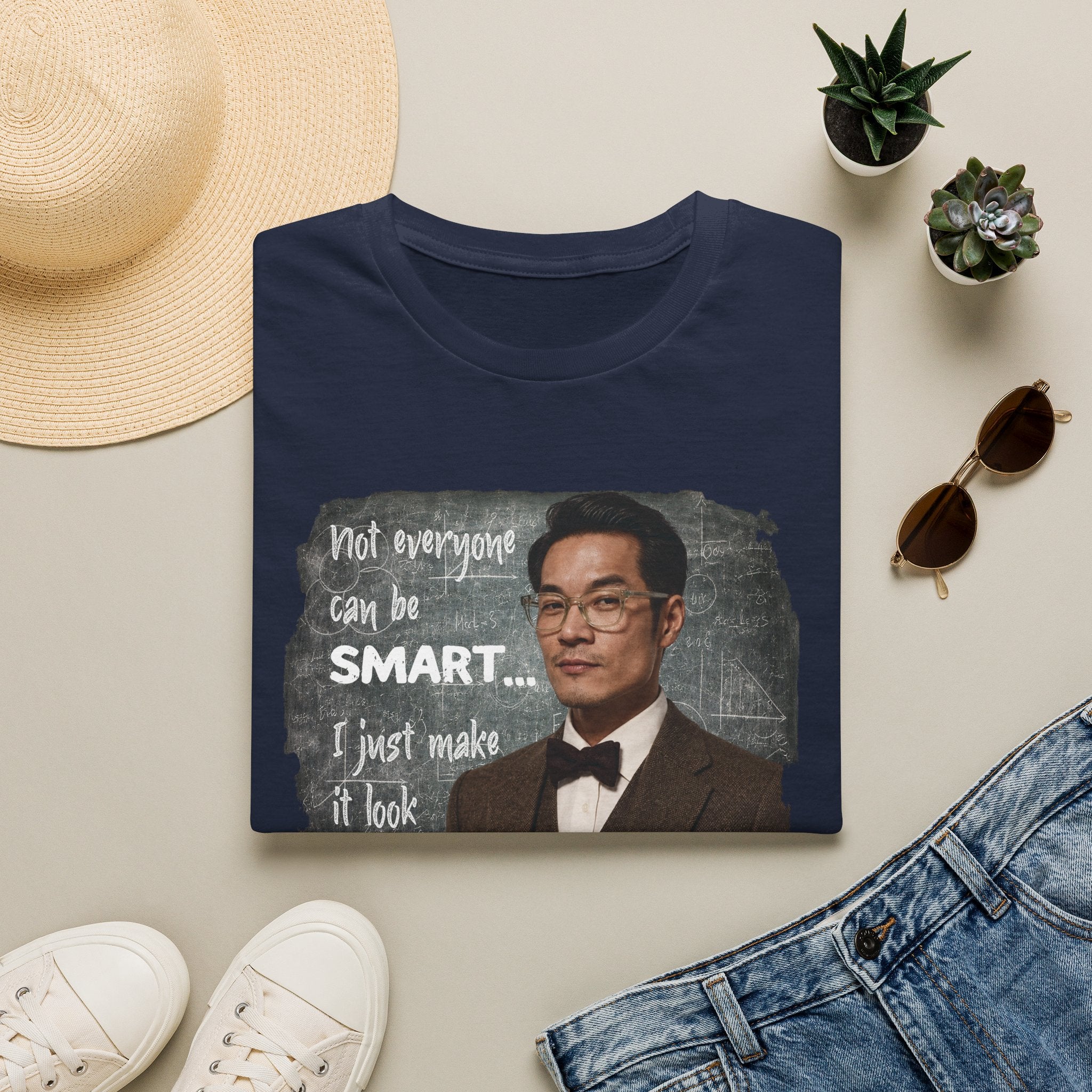 Funny 'Not Everyone Can Be Smart... I Just Make It Look Easy' T-Shirt — Asian Man Version