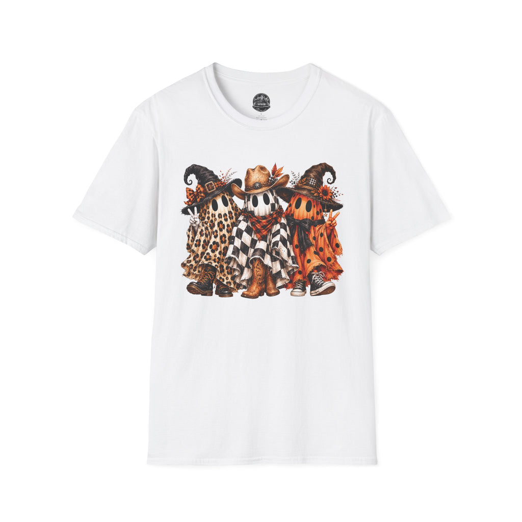 Halloween Pumpkin Crew T-Shirt — Leopard & Buffalo Plaid Spooky Friends