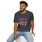 4th of July Patriotic T-Shirt – Red White Blue Stars & Bow Design