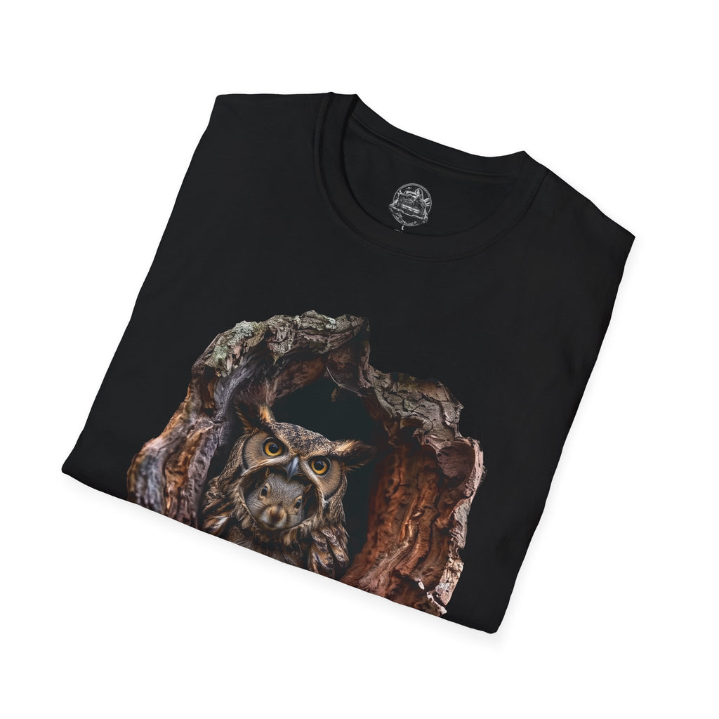 Squirrel in Owl Disguise T-Shirt — "Prey Wearing Its Predator"