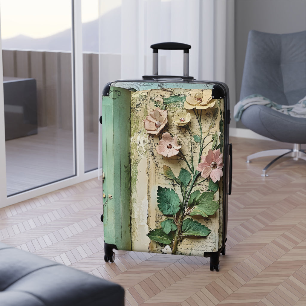 Floral Blue Bloom Suitcase – Luggage Cover with Large 3D Flower Design