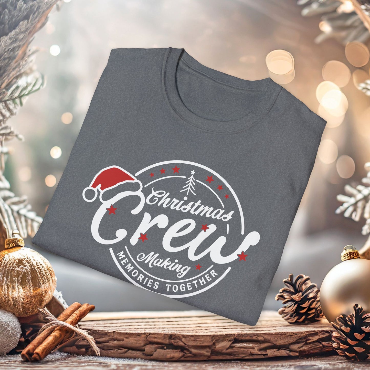 Christmas Crew Unisex T-Shirt | Making Memories Together and Santa Hat Design