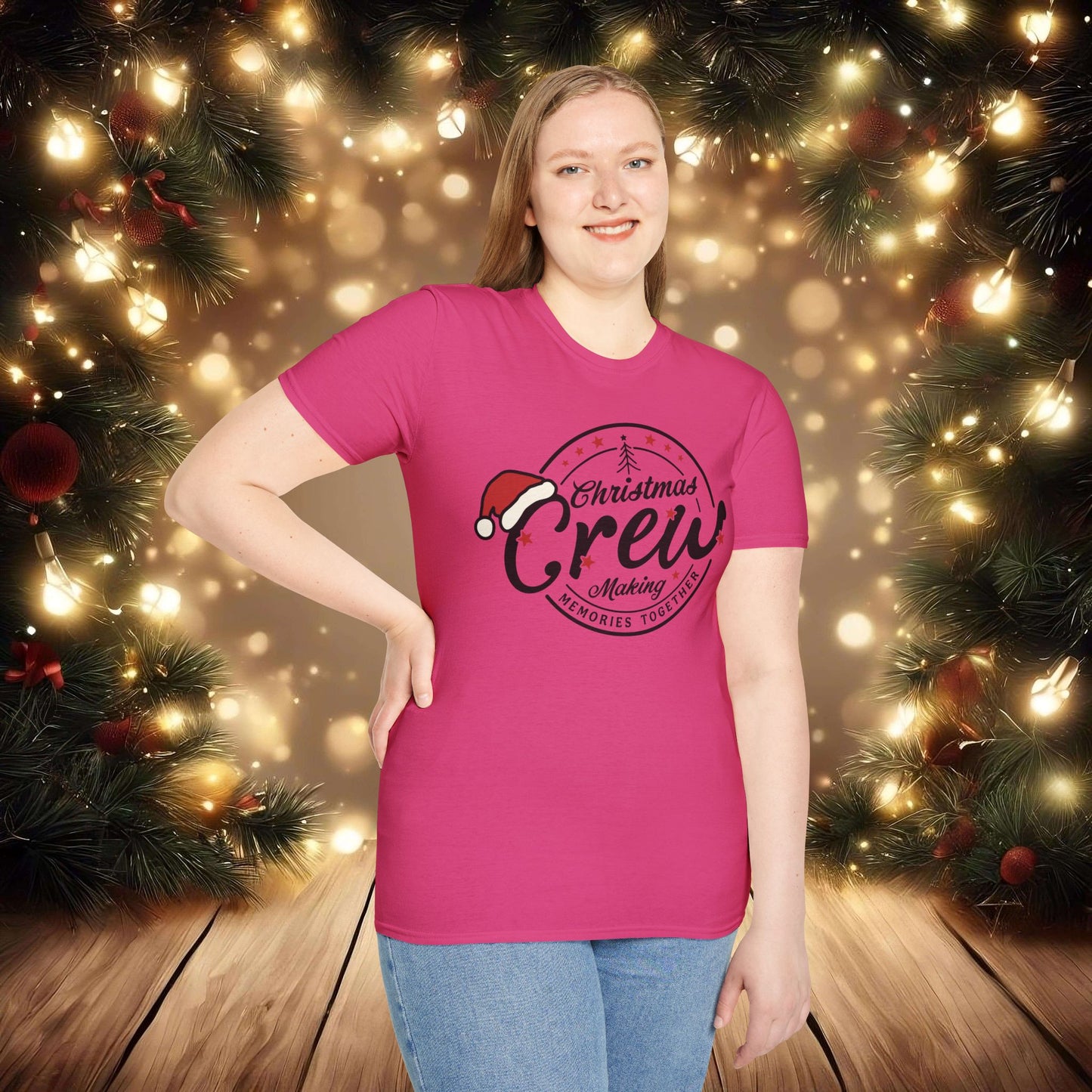 Christmas Crew Unisex T-Shirt | Making Memories Together and Santa Hat Design (Black Text)