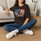 Bigfoot & Alien Patriotic T-Shirt — Distressed Flag Cryptid Design