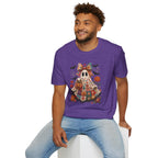 Patchwork Floral Ghost Halloween Shirt | Quilted Boho Ghost with Pumpkin and Bats