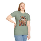 Patchwork Floral Ghost Halloween Shirt | Quilted Boho Ghost with Pumpkin and Bats