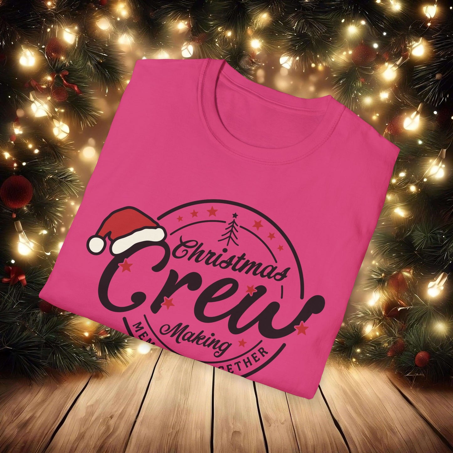 Christmas Crew Unisex T-Shirt | Making Memories Together and Santa Hat Design (Black Text)