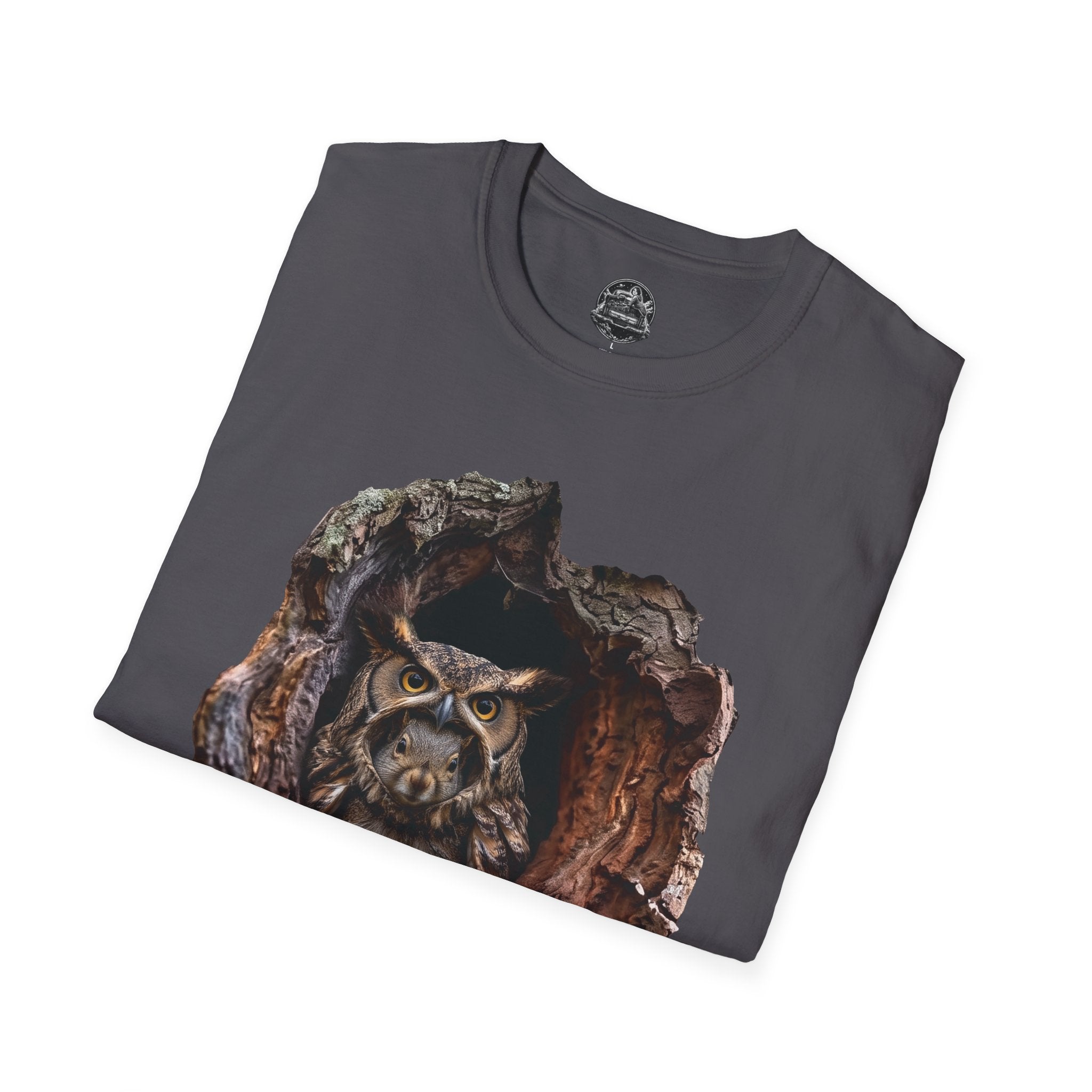 Squirrel in Owl Disguise T-Shirt — "Prey Wearing Its Predator"