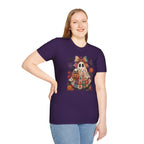 Patchwork Floral Ghost Halloween Shirt | Quilted Boho Ghost with Pumpkin and Bats