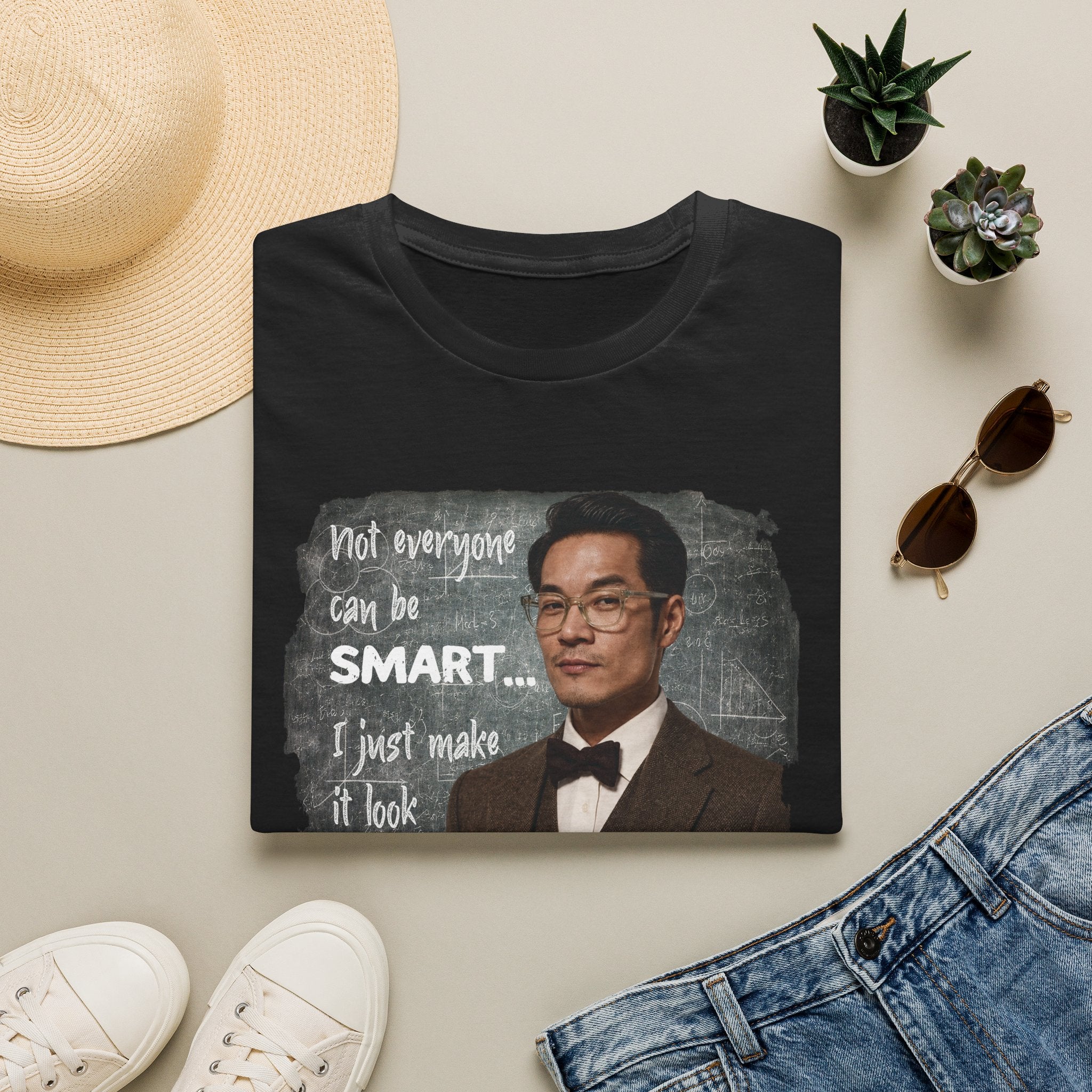 Funny 'Not Everyone Can Be Smart... I Just Make It Look Easy' T-Shirt — Asian Man Version