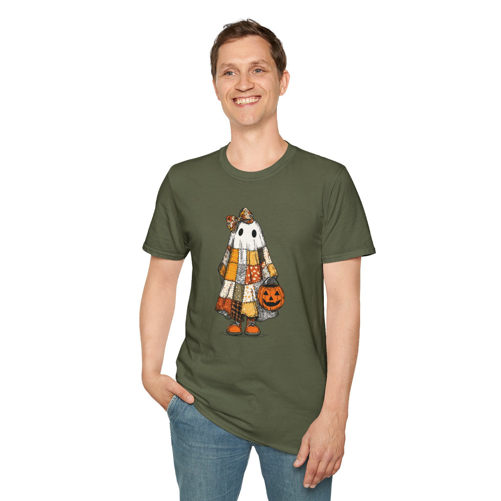 Ghost Softstyle T-Shirt with Patchwork Quilt Design