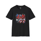 4th of July Patriotic T-Shirt – Red White Blue Stars & Bow Design