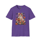 Patchwork Floral Ghost Halloween Shirt | Quilted Boho Ghost with Pumpkin and Bats