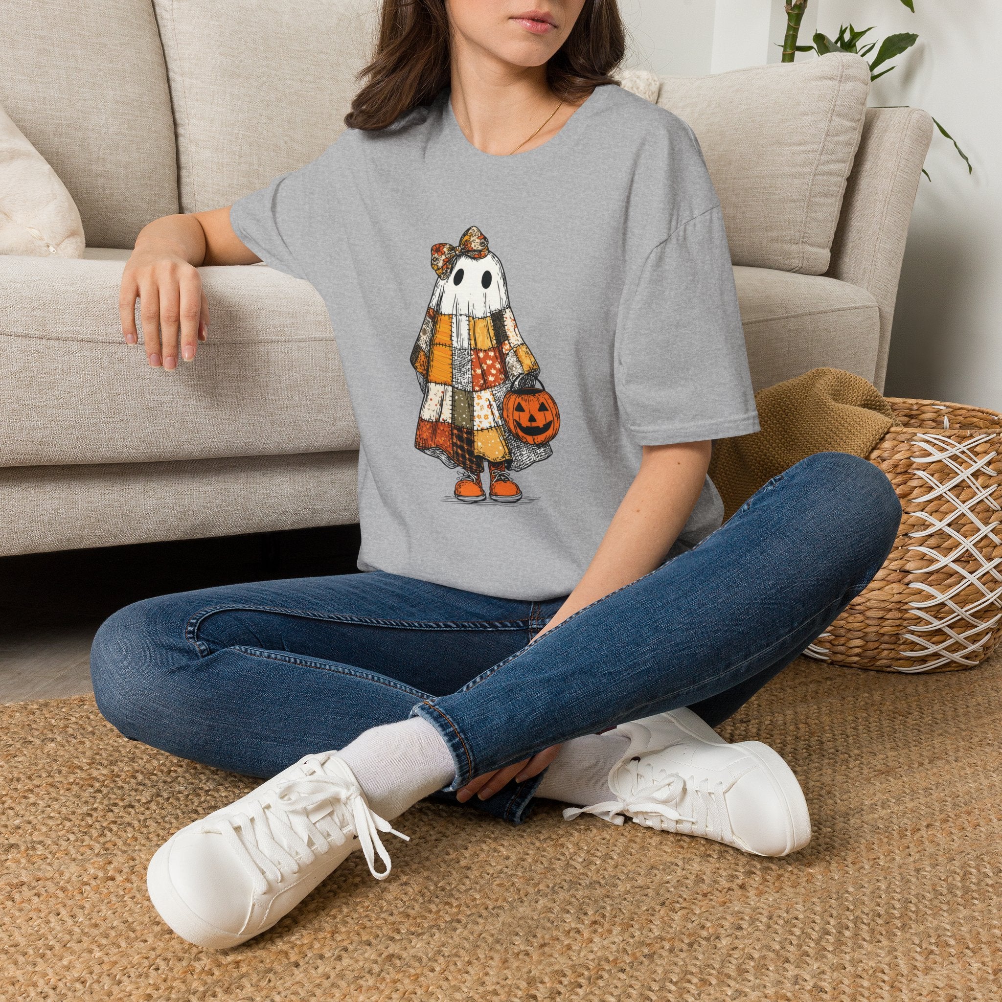 Ghost Softstyle T-Shirt with Patchwork Quilt Design