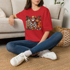 Halloween Pumpkin Crew T-Shirt — Leopard & Buffalo Plaid Spooky Friends