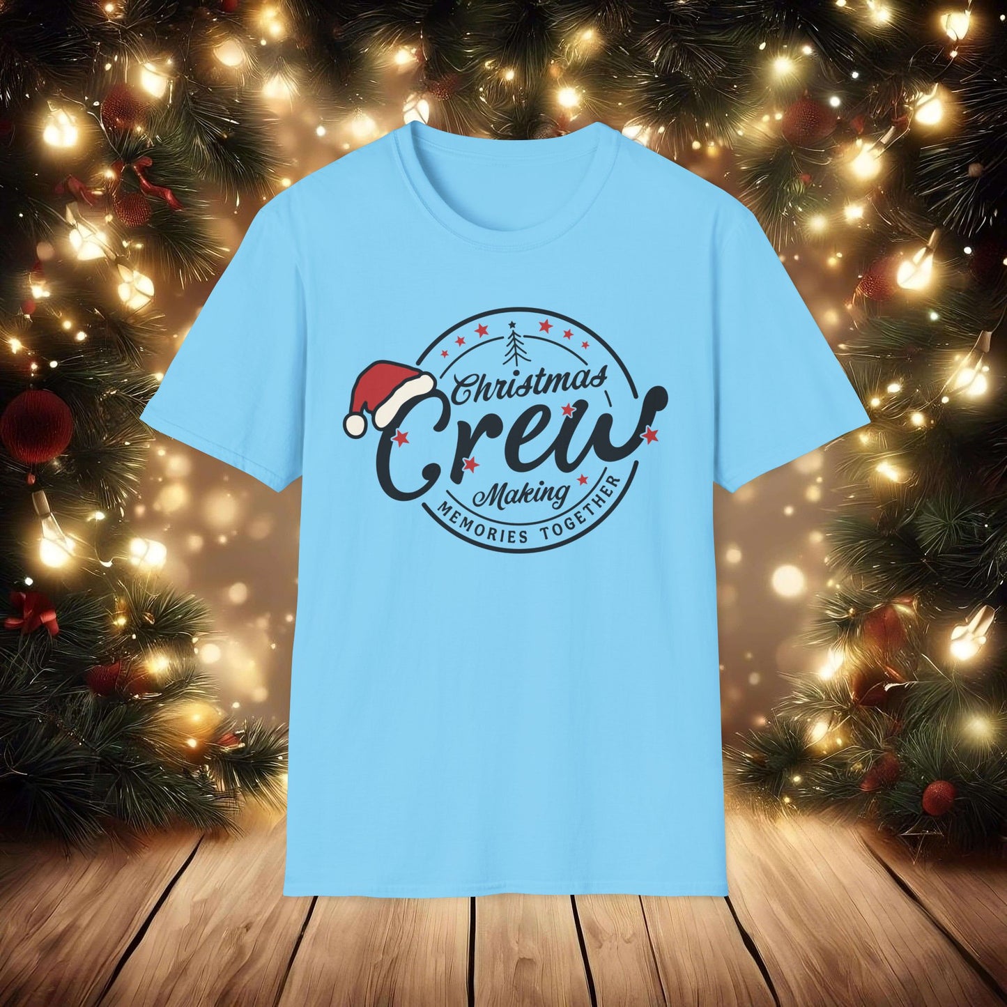 Christmas Crew Unisex T-Shirt | Making Memories Together and Santa Hat Design (Black Text)