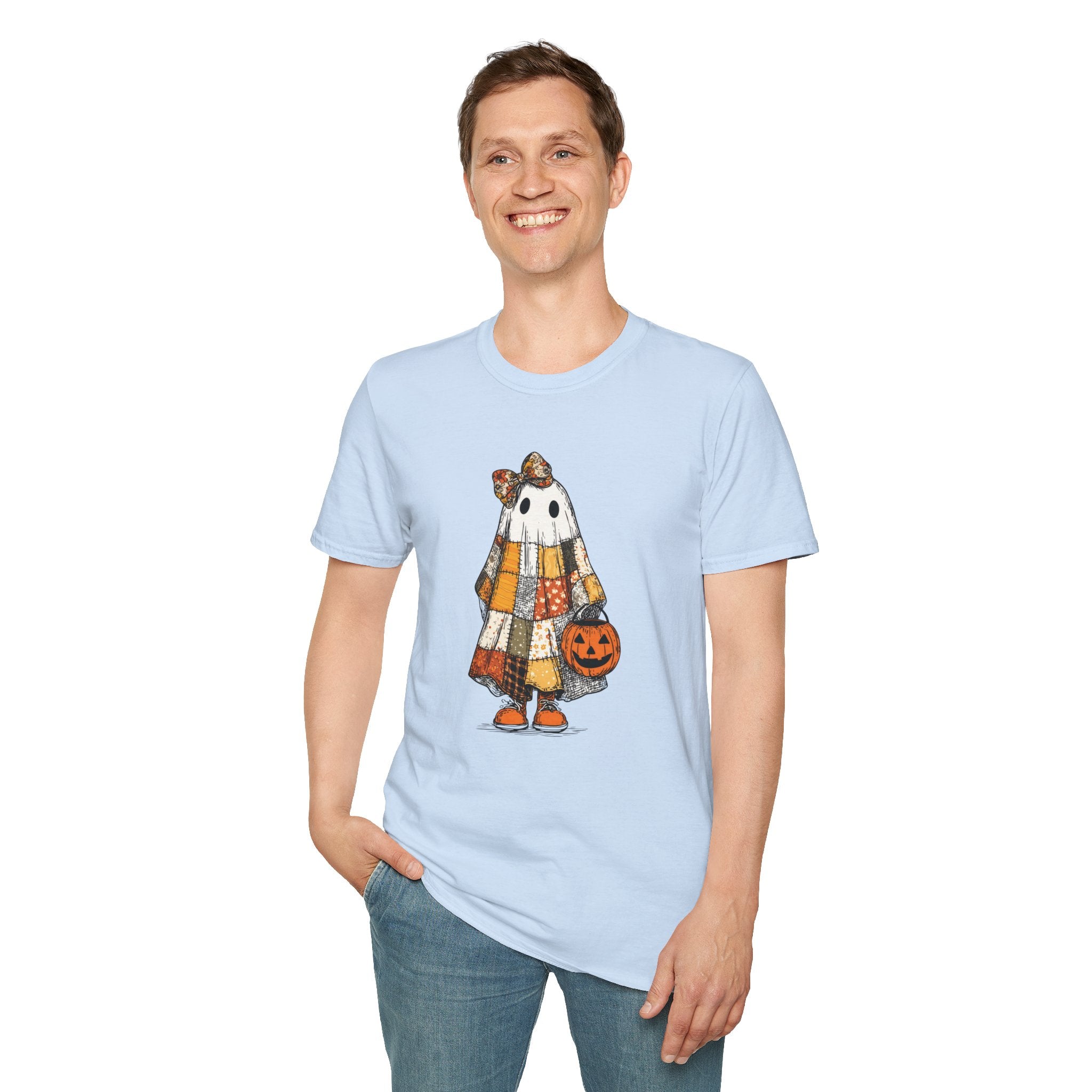 Ghost Softstyle T-Shirt with Patchwork Quilt Design
