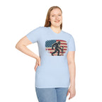 Bigfoot & Alien Patriotic T-Shirt — Distressed Flag Cryptid Design