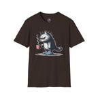 Cat Coffee T-Shirt — Grumpy Cat Holding Mug Illustration