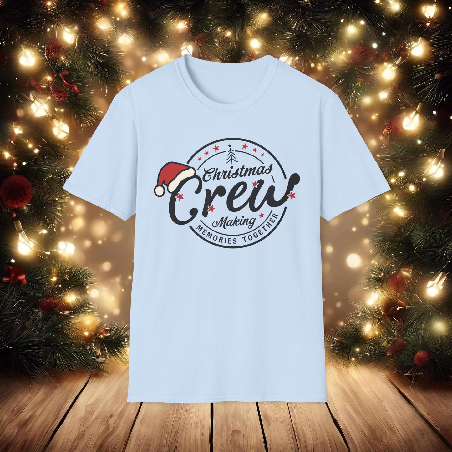 Christmas Crew Unisex T-Shirt | Making Memories Together and Santa Hat Design (Black Text)