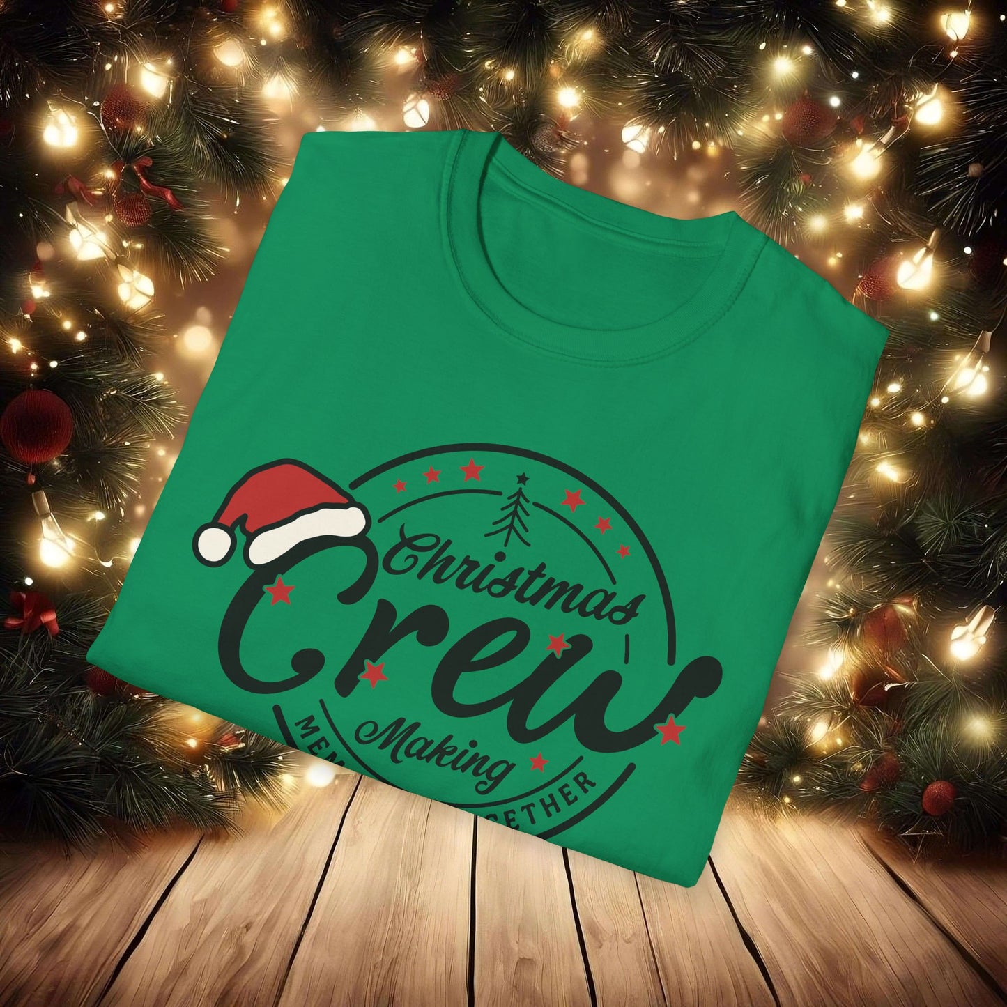 Christmas Crew Unisex T-Shirt | Making Memories Together and Santa Hat Design (Black Text)